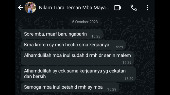 Testimonial Klien Cupid Maid