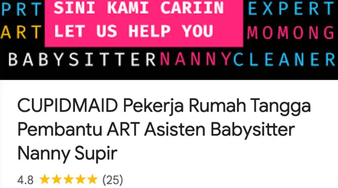Review dan Rating Cupid Maid di Google Maps